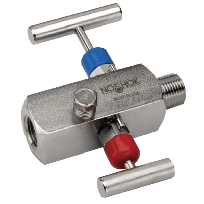 Noshok Block and Bleed, Soft Seat Needle Valve, 2-Valve, 2170 Series